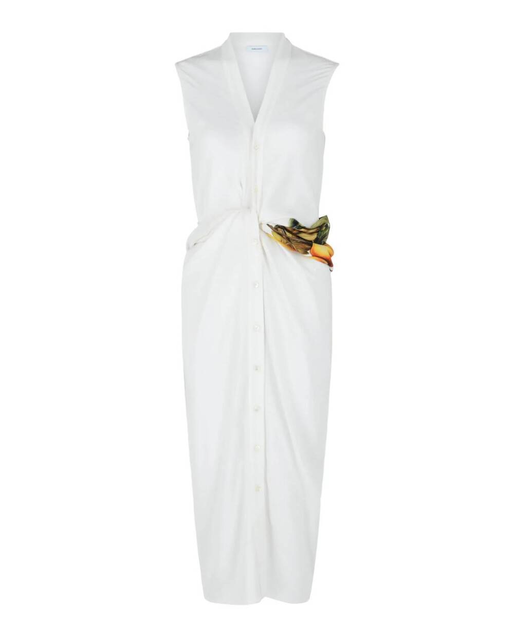 NEW SALVATORE FERRAGAMO women's twisted belt midi dress in bone